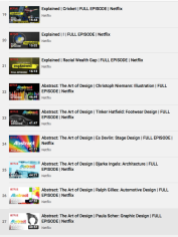 Zrzut ekranu prezentujący listę filmów edukacyjnych